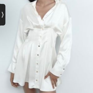 White Zara dress, button up.polyester.